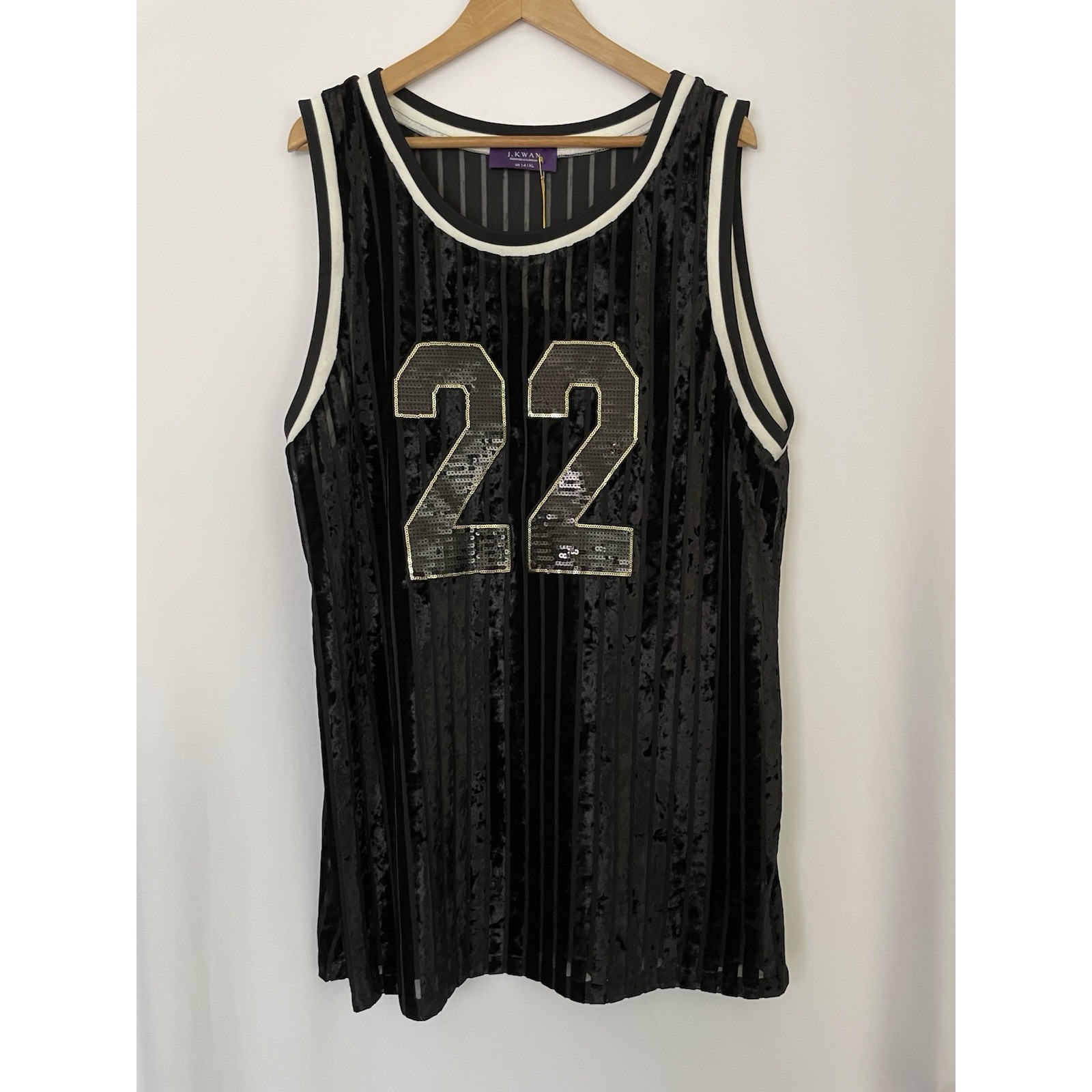 Goodvibes Jersey #22 - J.Kwan Size Xl Sequins Black Nwt Semi Sheer